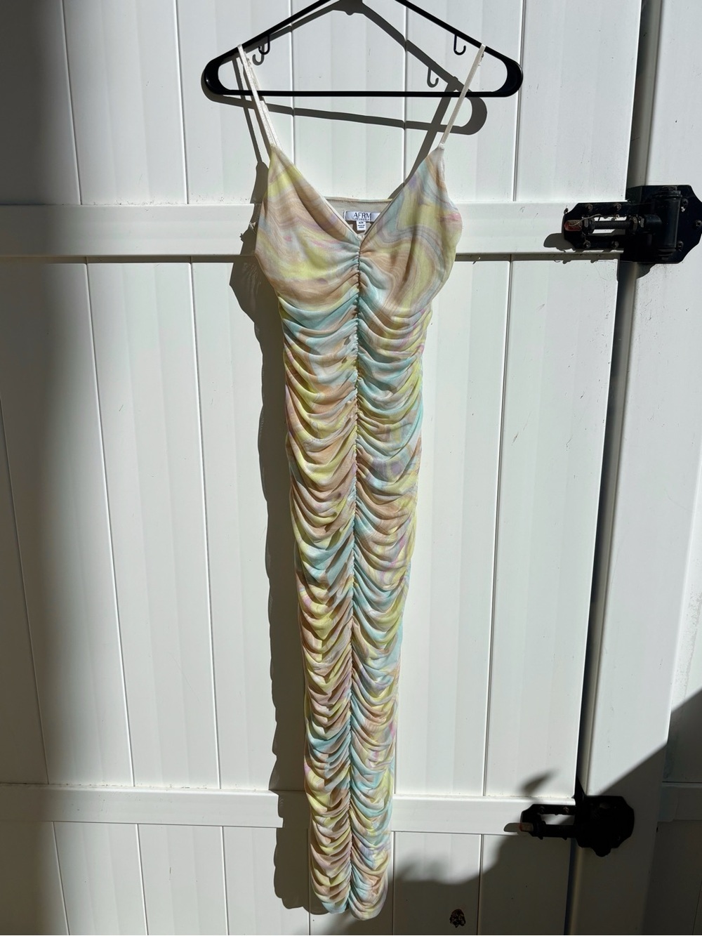 AFRM Pastel Watercolor Ruched Mesh Maxi Dress - Picture 5 of 5